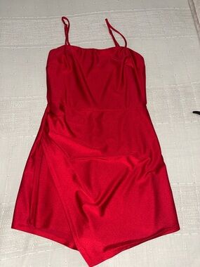 Blue Blush Red Spaghetti Strap Romper